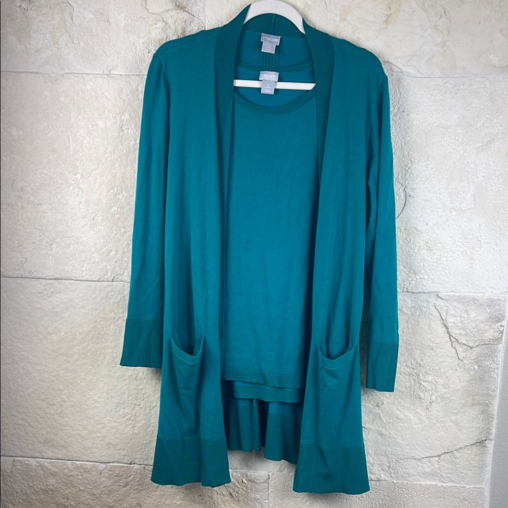 Chico’s Open Front Cardigan Sweater & Tank Large
